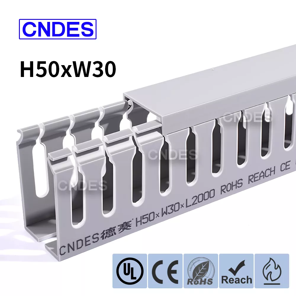 50×30 スロット付き PVC ケーブル整理ダクト