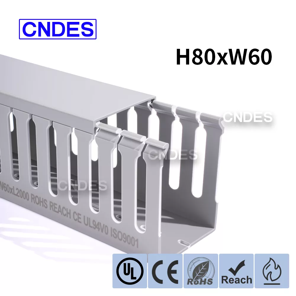 80×60 リスト入りスロット付き PVC 配線ダクト