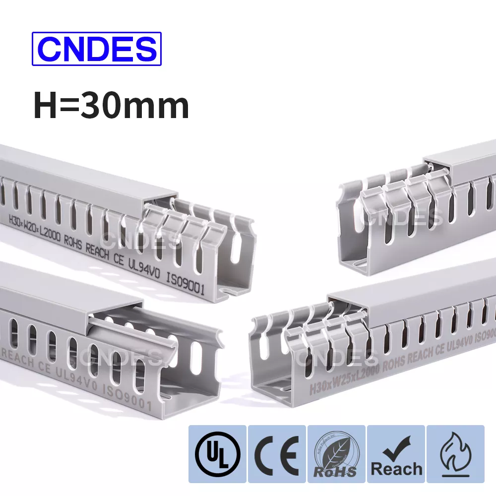 高さ 30mm のスロット付き PVC ケーブル管理ダクト