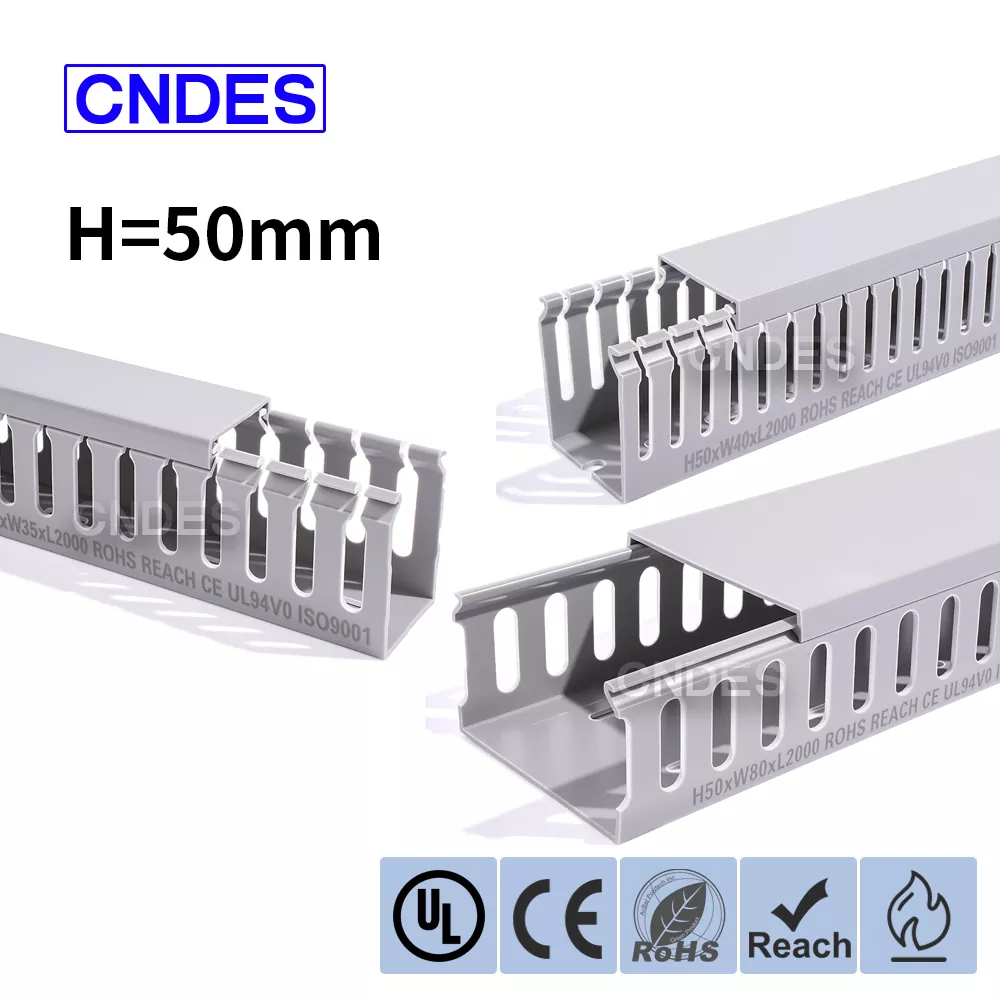 高さ50mmのスロット付きPVCパネル配線ダクト